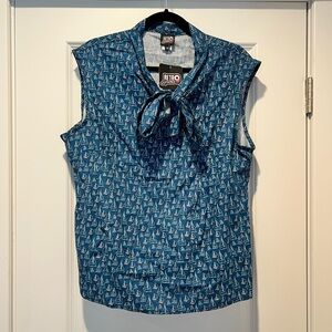 Retrolicious Blue Sailboat Print Blouse